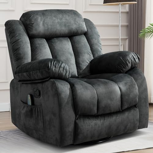 Grey Fabric Manual Swivel Rocker Recliner Chair M172300