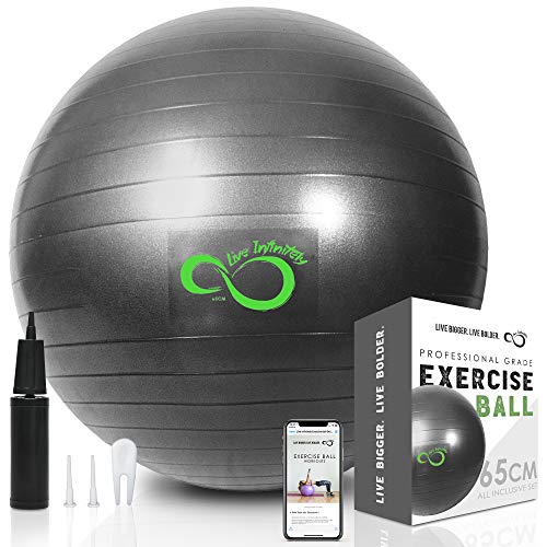 Exercise Ball 55cm-95cm Extra Thick Anti Burst Includes Hand Pump N439946