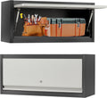 Black Metal Wall Mounted Locking Cabinet 30.31" W with Up-Flip Door N7232