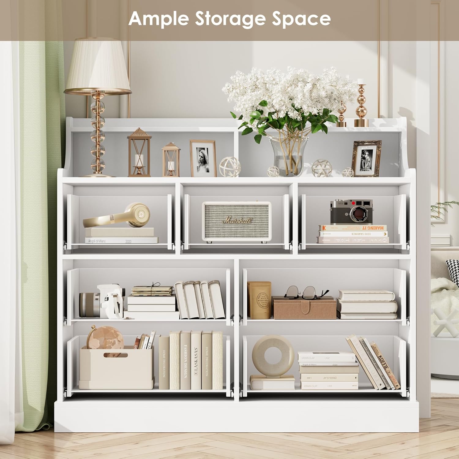White 7 Drawer Wood Dresser with Shelves G969041