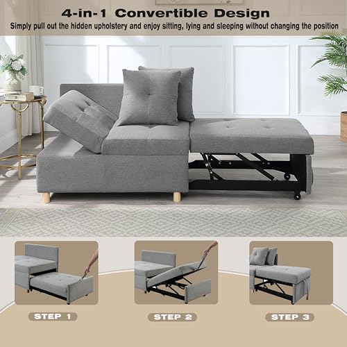 Grey 3 L-Shaped Convertible Sofa Bed W865381
