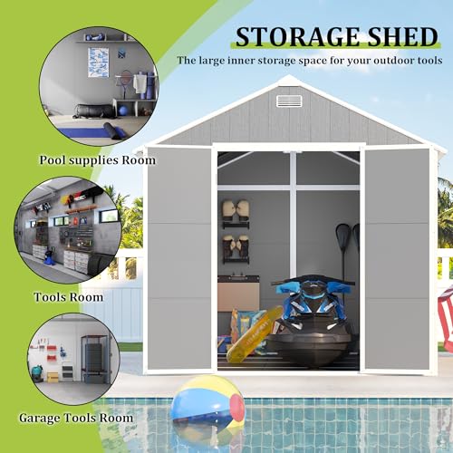 Gray 8x8 FT Outdoor Resin Storage Shed I29384