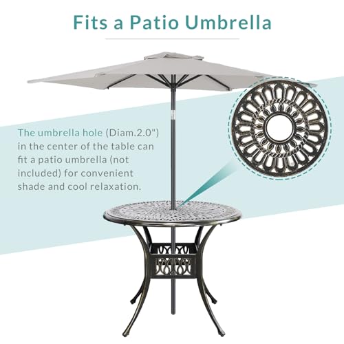 5-Piece Outdoor Cast Aluminum Patio Dining Set with 4 Cushions Swivel Rocker Chairs and Round Table S866688
