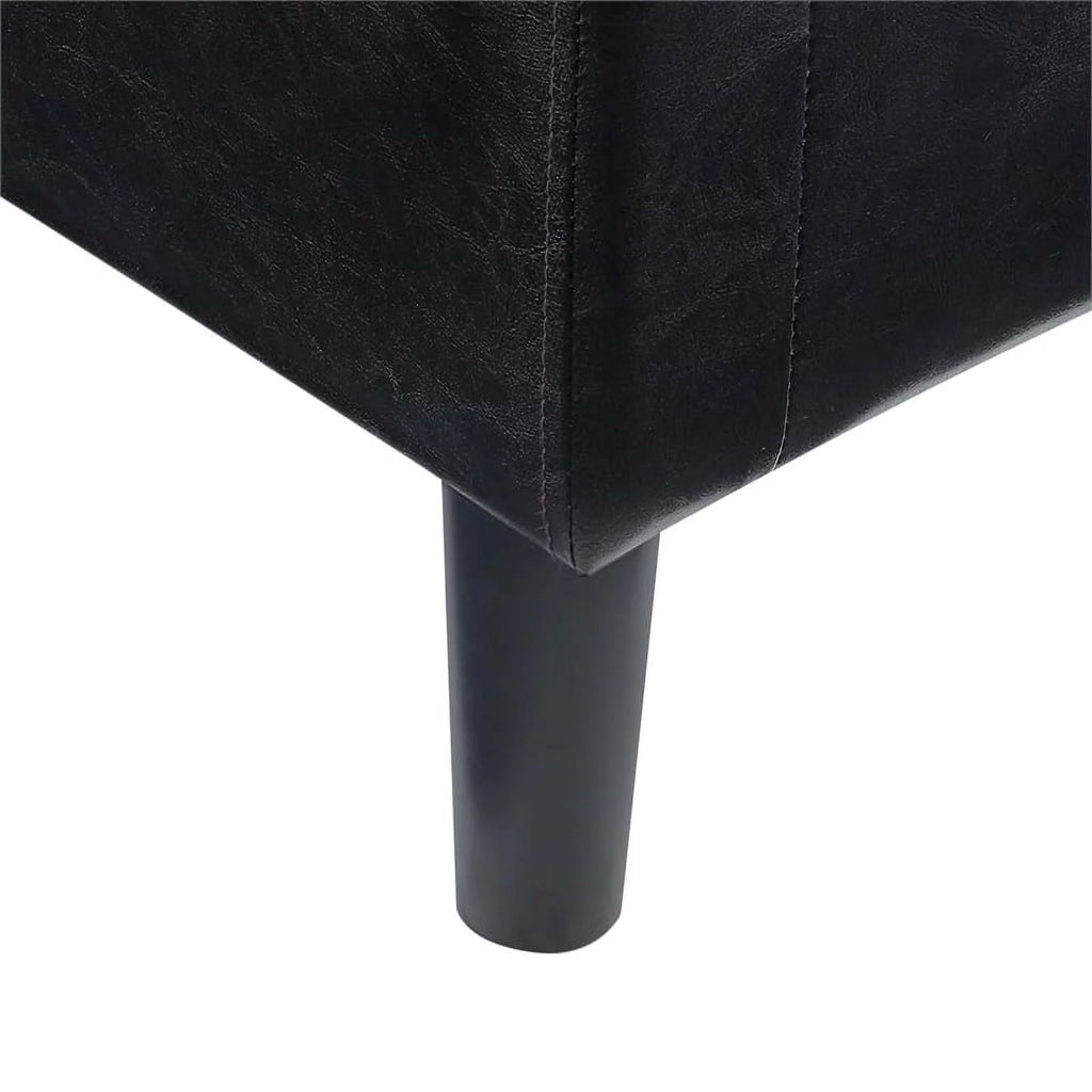 Contemporary Faux Leather Accent Chair with Ottoman in Black Z9531