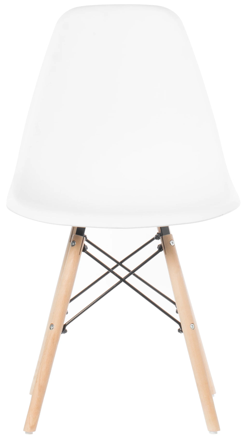 White Plastic Dining Chair with Solid Beech Wood Legs B922