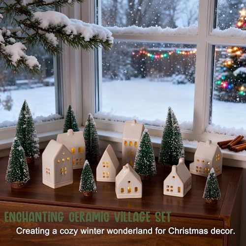 23 Pcs Christmas Village Set with Remote LED Tea Lights Q3619
