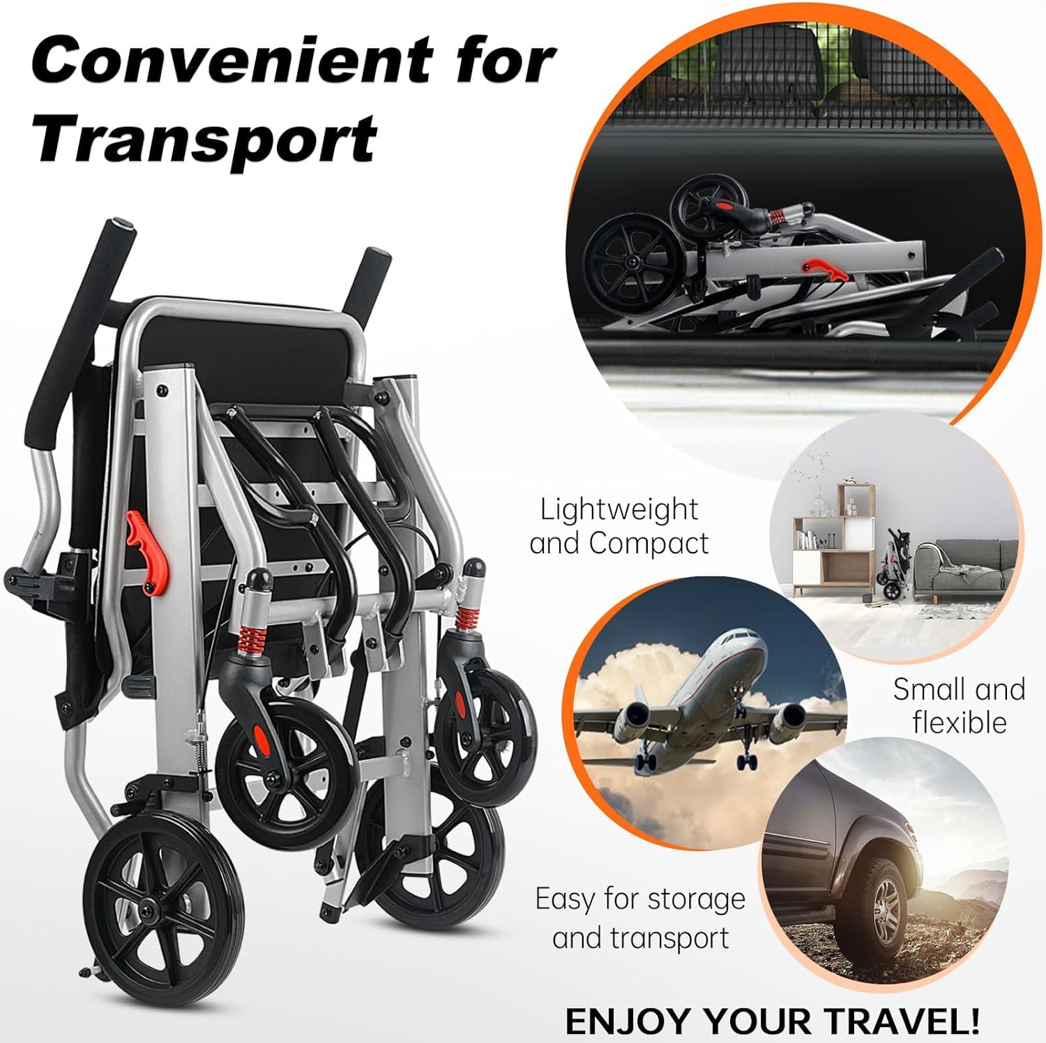 Lightweight Aluminum Folding Transport Wheelchair D305
