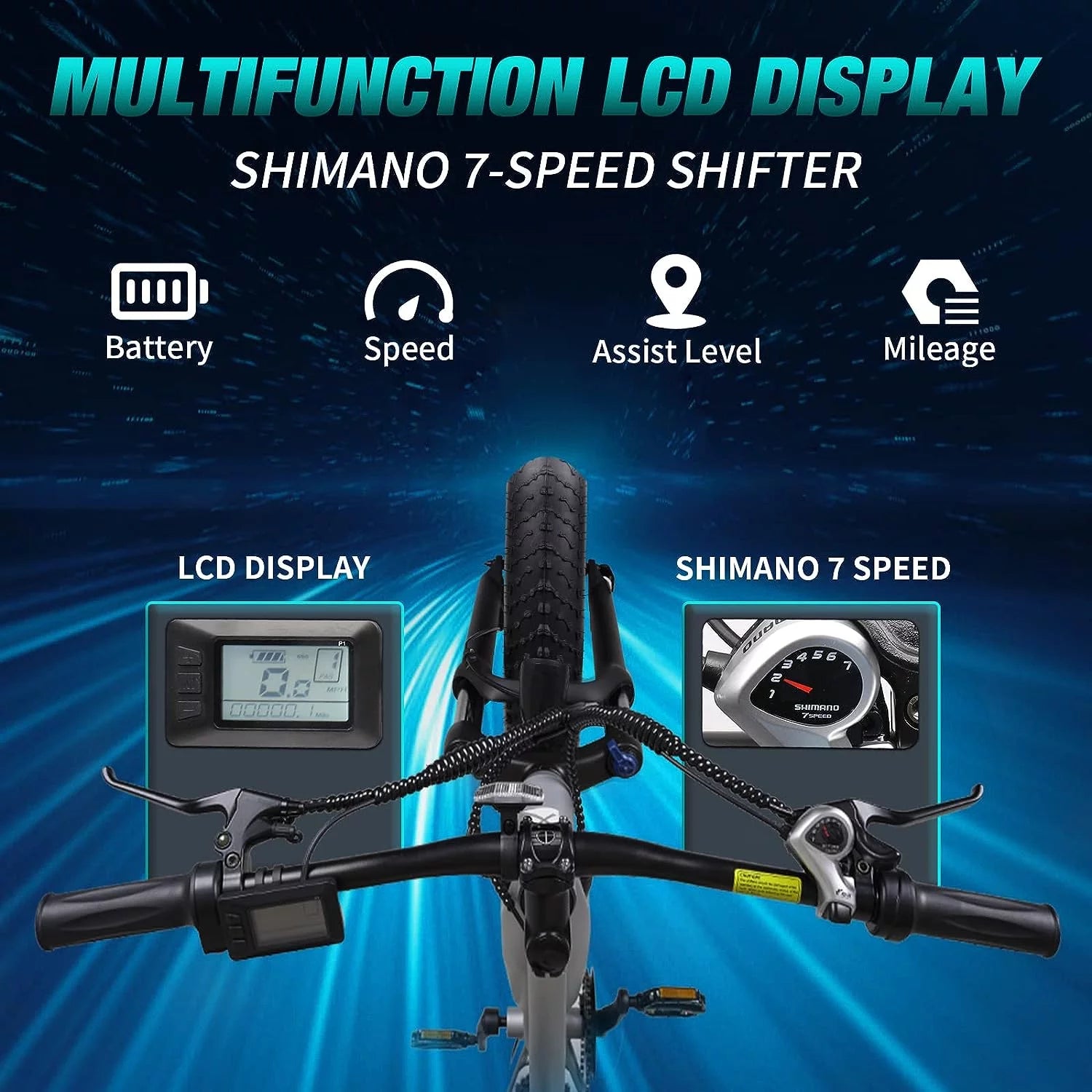 750W 48V 14AH Removable Battery 26" Fat Tire Electric Bike U582