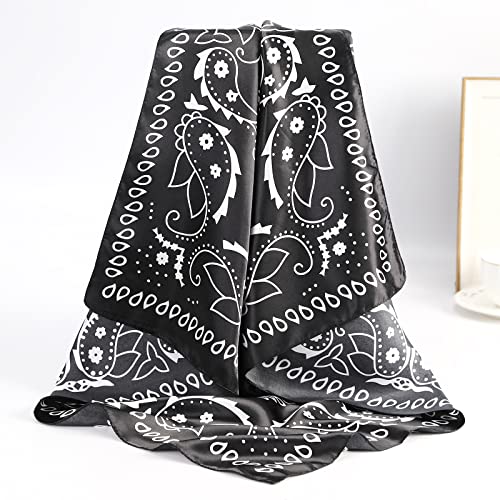 35” Satin Large Square Head Scarves - 4PCS Silk Like Neck Scarf Hair Sleeping Wraps T459