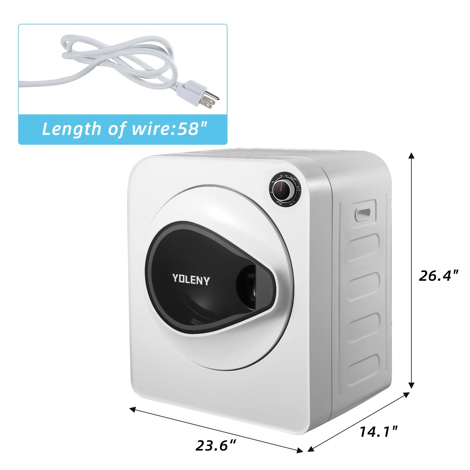White 13.2 lbs Stainless Steel Portable Electric Dryer E182