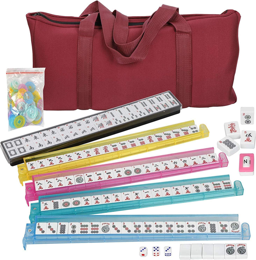 166 Tiles Complete Mahjong Set with Rack and Bag U3685