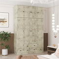 Light Brown 10 Shelves 4 Drawers Wooden Wardrobe Armoire W4624