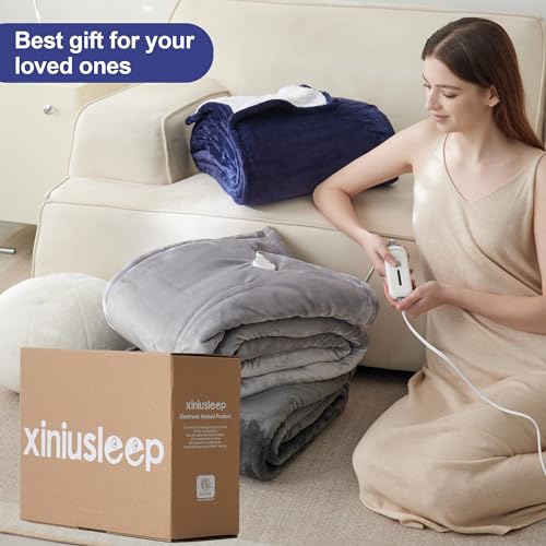 Heated Flannel Electric Blanket, Dark Grey, 50"×60" J519