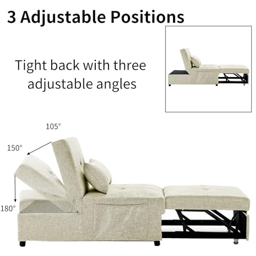 Beige Breathable Fabric Convertible Sleeper Chair Bed G800