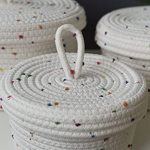 Cotton Rope Storage Basket with Lid Round Small Woven Basket F579