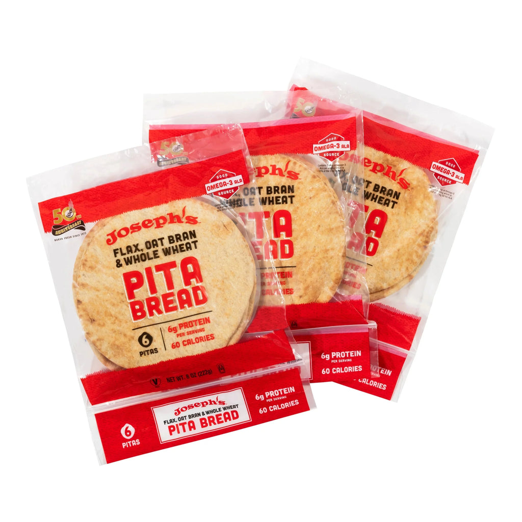 Low Net Carb Flax Pita Bread, 8 oz, 3 Pack, 18 Count F143