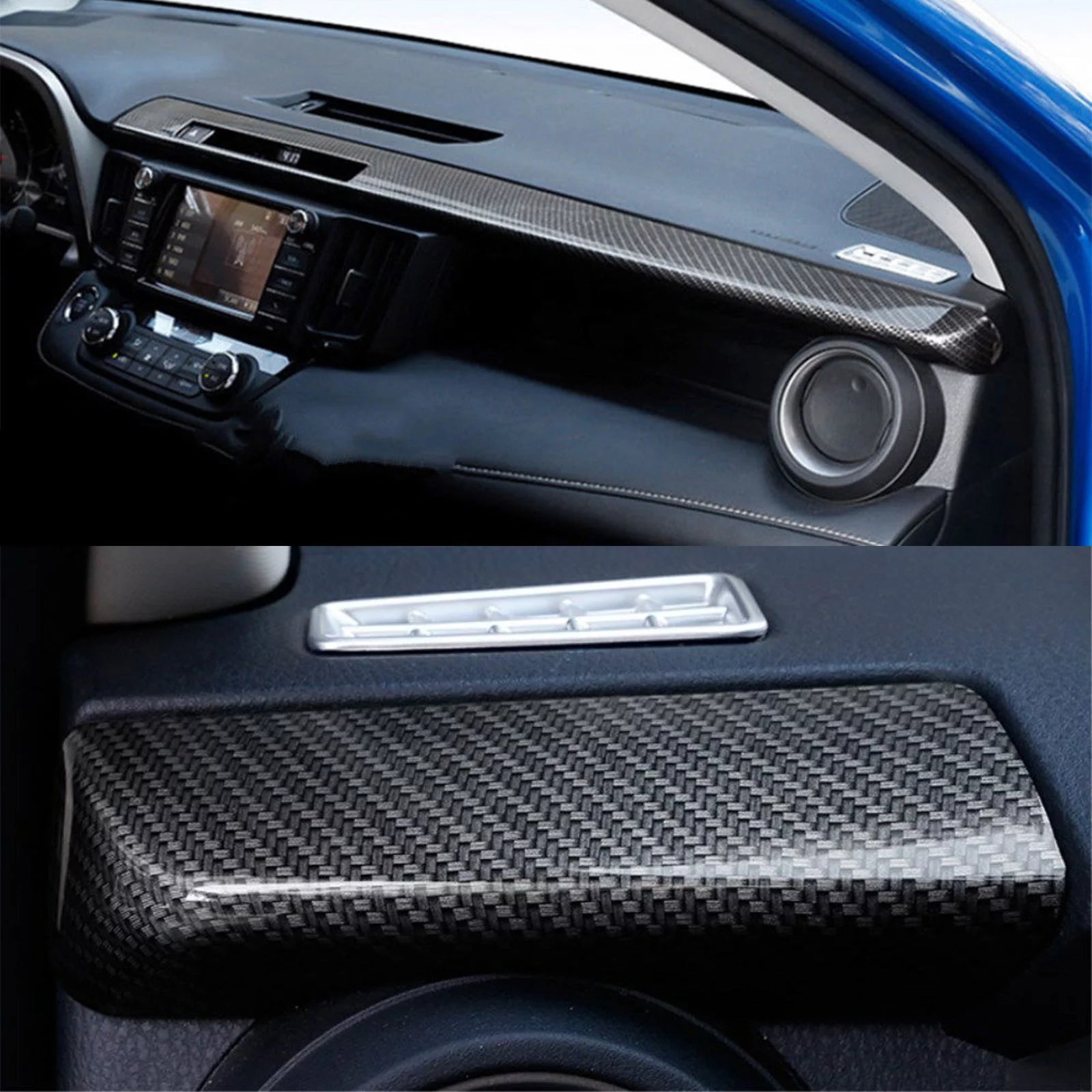 2pcs ABS Carbon Fiber Dashboard Console Panel Cover Trim K139