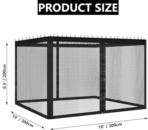 4-Panel Canopy Screen Wall with 2 Zippers (Black) S21148