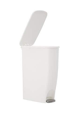 White 11.3 Gallon Plastic Step On Trash Can H327