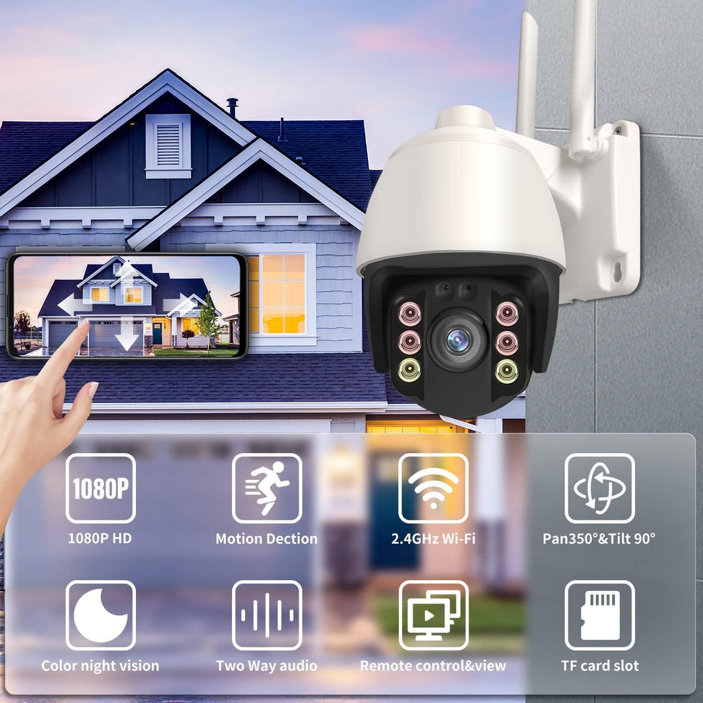 Wireless WiFi 1080P Security Camera with Motion Detection, Auto Tracking, Two Way Audio, Full Color Night Vision P646