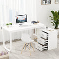 White L-Shaped Desk with Drawers and Shelves E680643