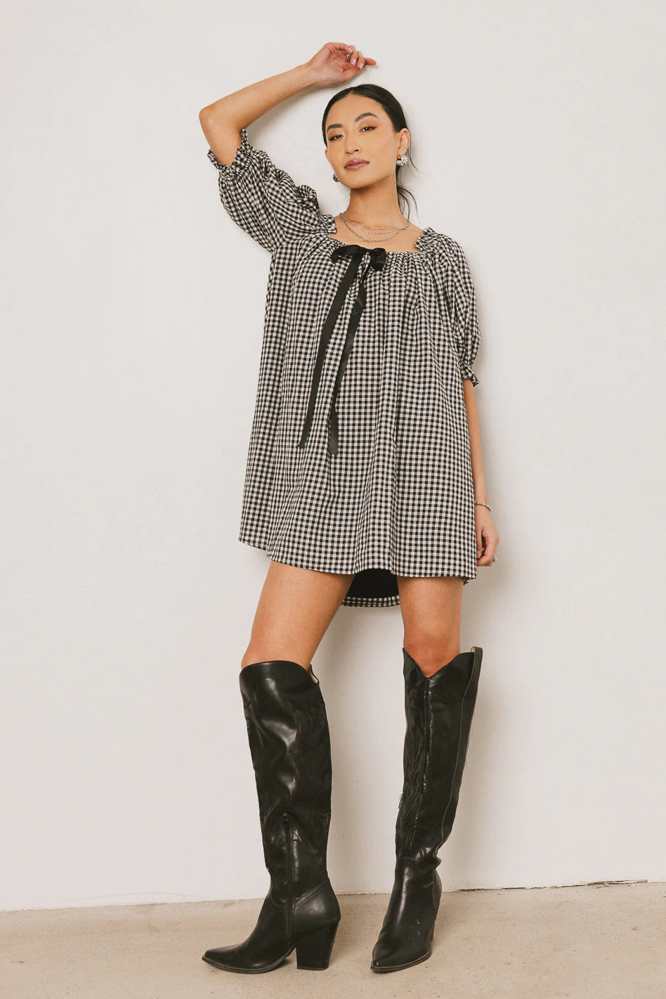Black Gingham Mini Dress R58280
