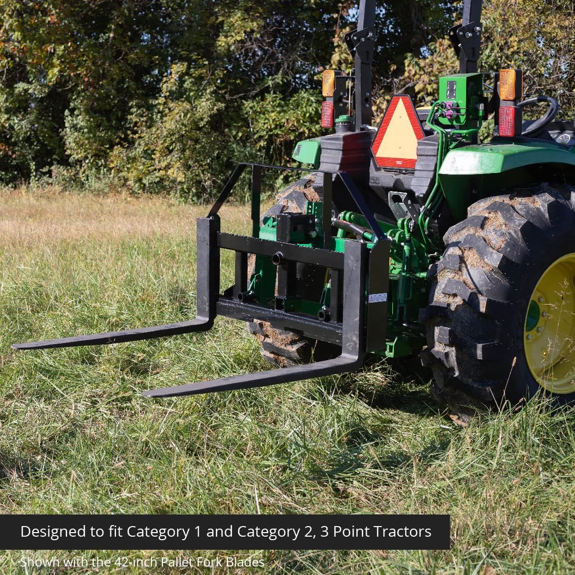 60-in Pallet Fork Hay Frame Attachment with Rack, Receiver Hitch V434