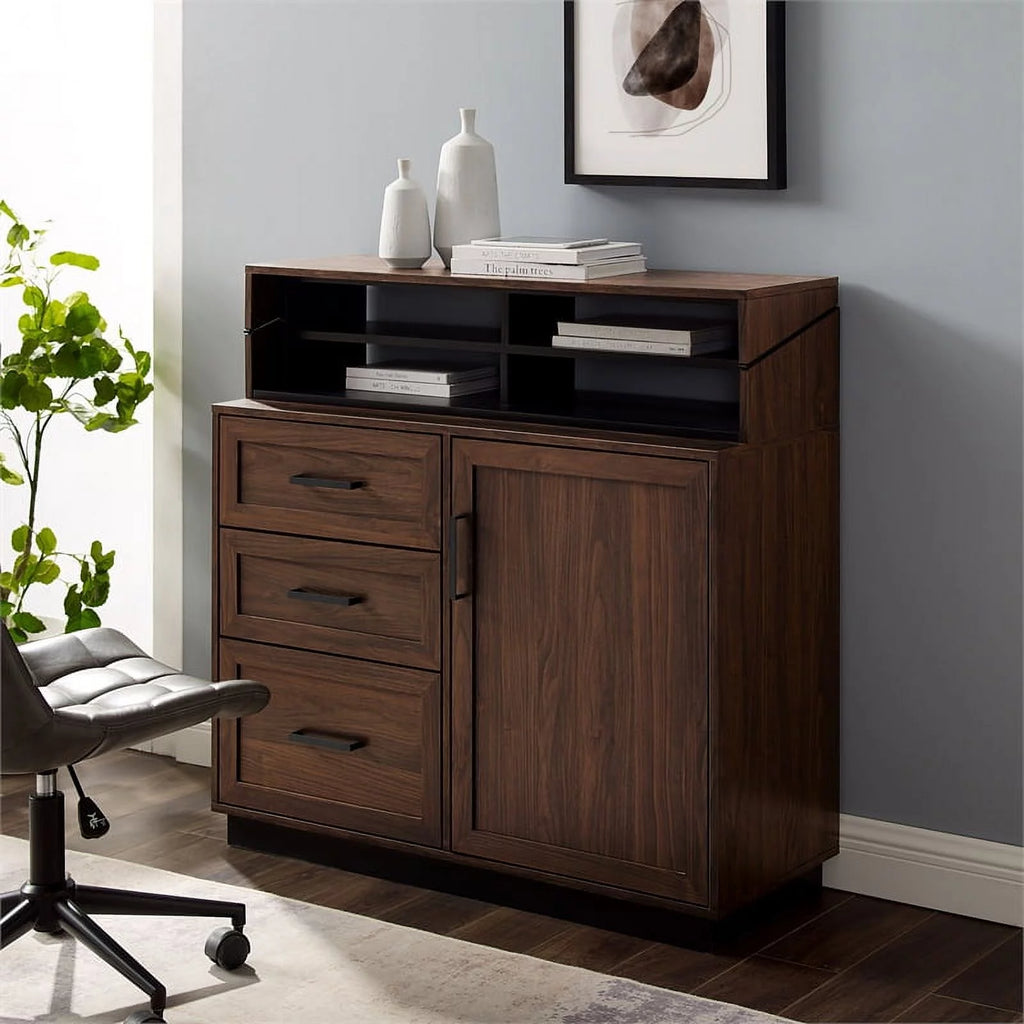 40" 3-Drawer Wood Secretary Desk in Dark Walnut E367