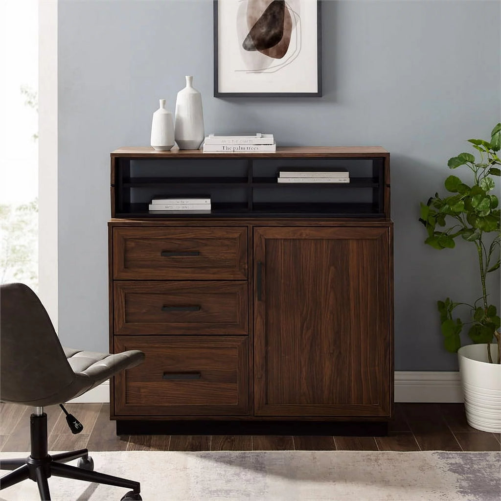 40" 3-Drawer Wood Secretary Desk in Dark Walnut E367