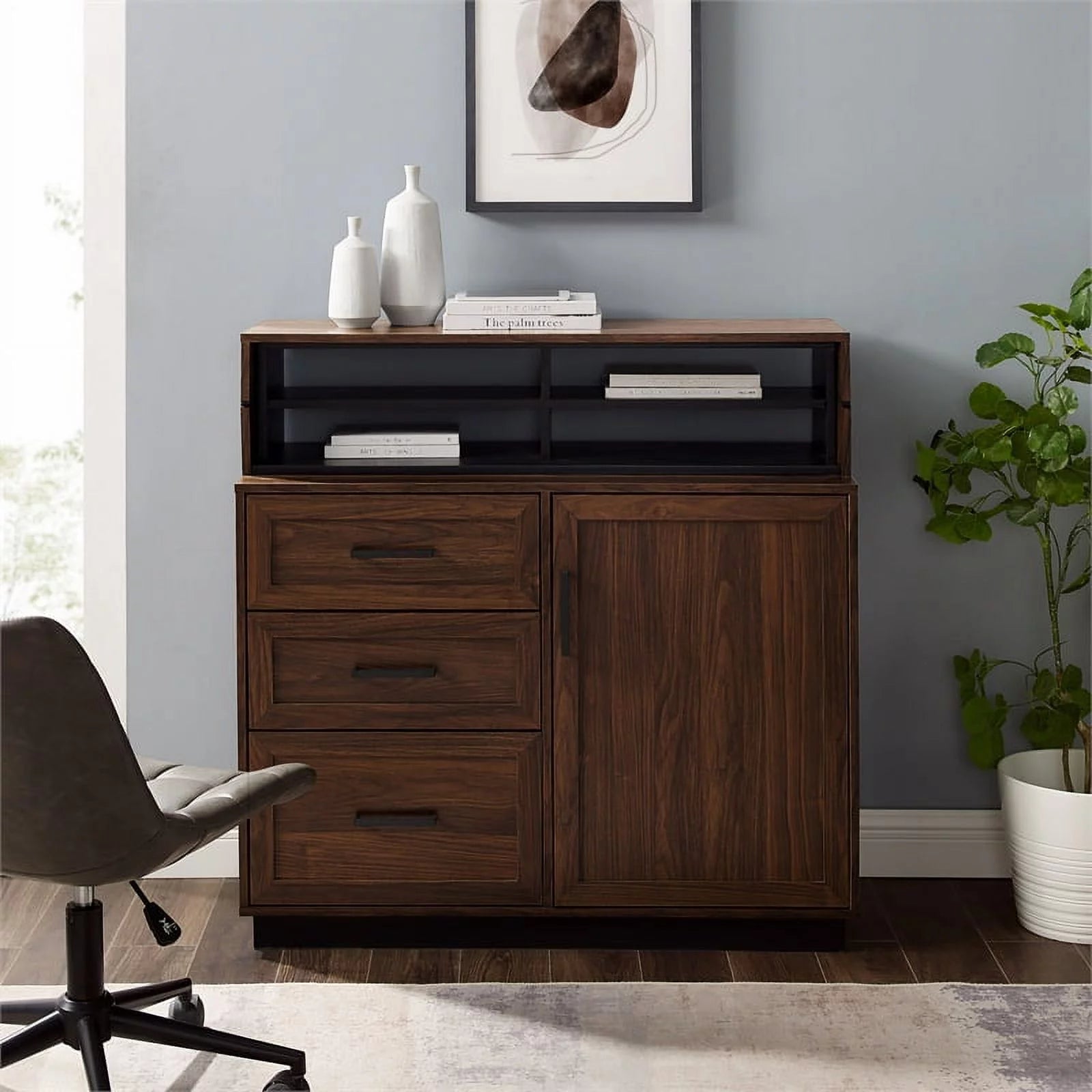 40" 3-Drawer Wood Secretary Desk in Dark Walnut E367