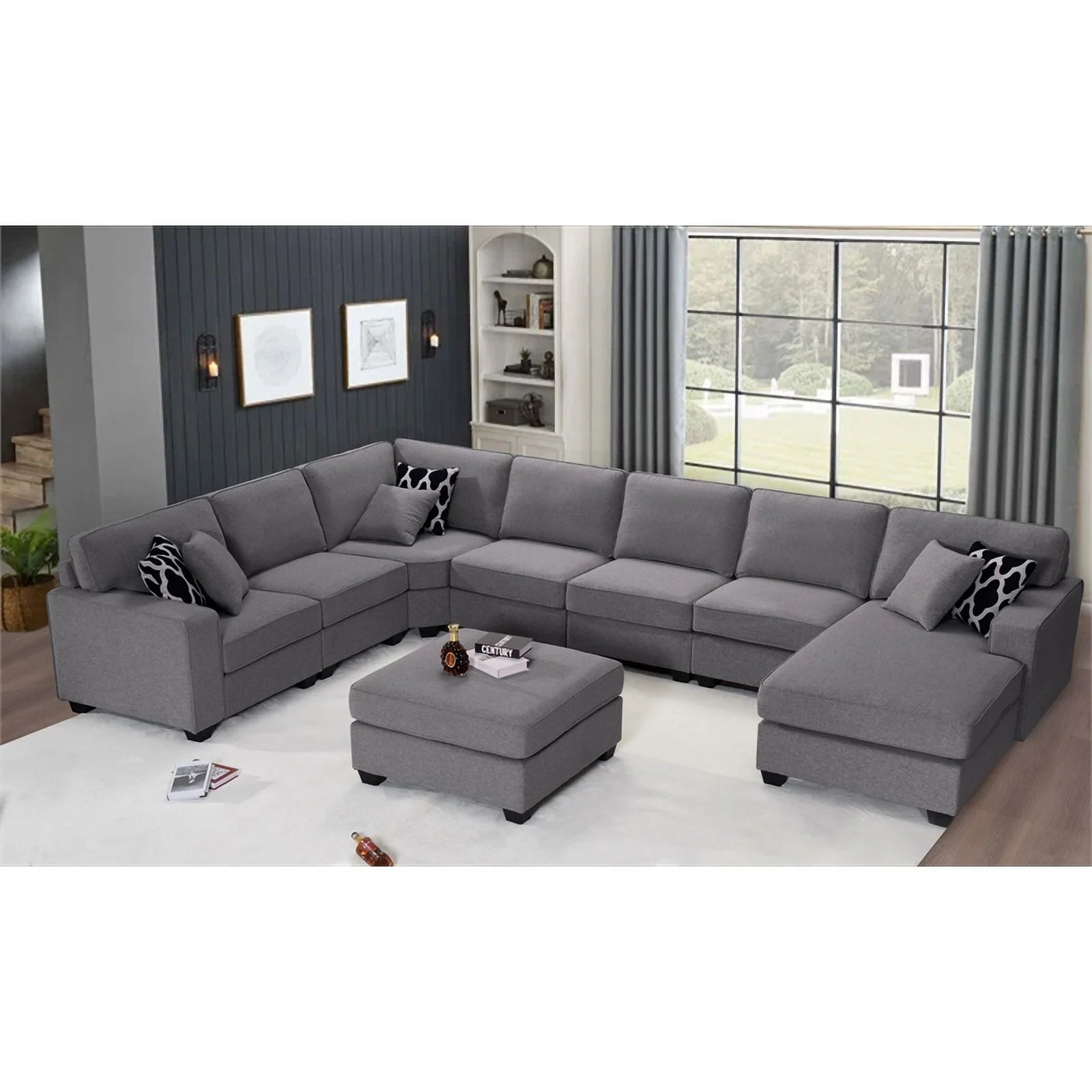 Fabric Reversible Sectional Sofa J6014