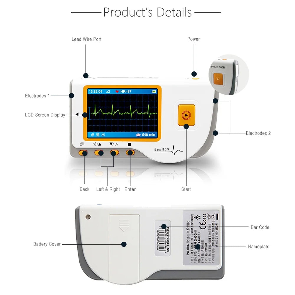Handheld LCD EKG Device with USB Cable A717