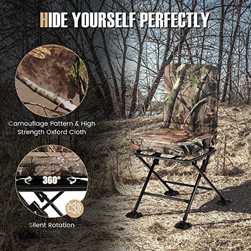 360 Degree Swivel Camouflage Folding Hunting Chair with Padded Cushion Z991250