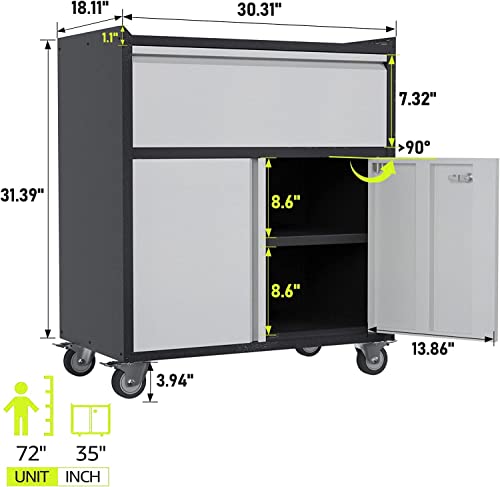 Metal Rolling Tool Cabinet with Drawers and Wheels N12687