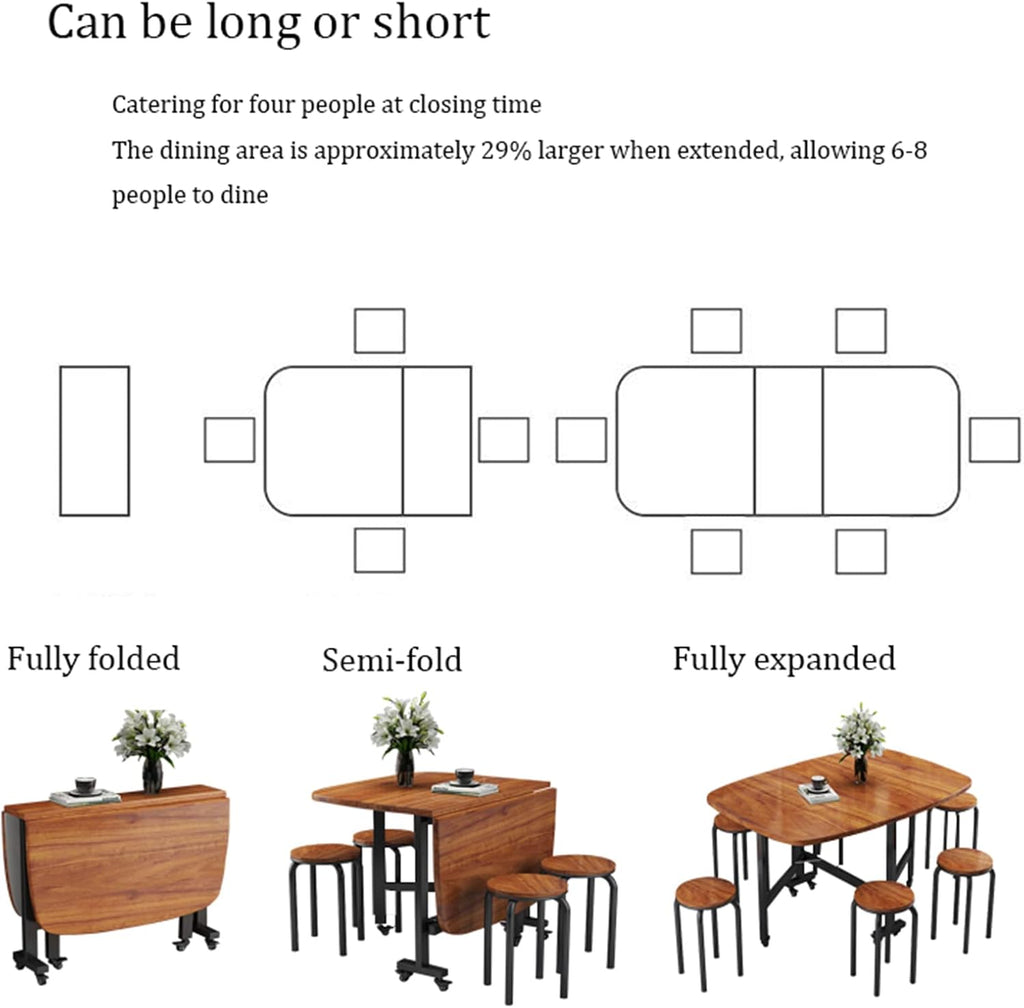 Butterfly Folding Dining Set with 4 Chairs and Drop Leaf Table E505