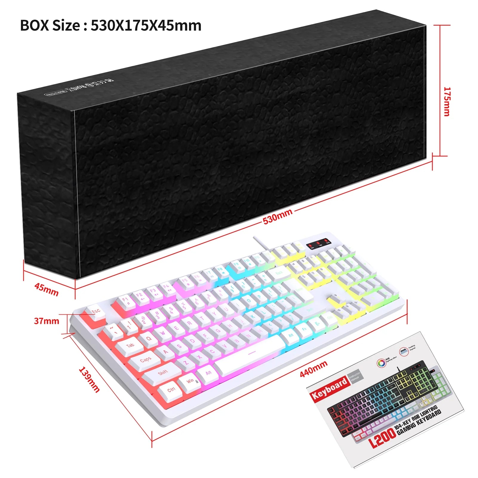 RGB Backlit Mechanical Gaming Keyboard with ABS Pudding Keycaps L938