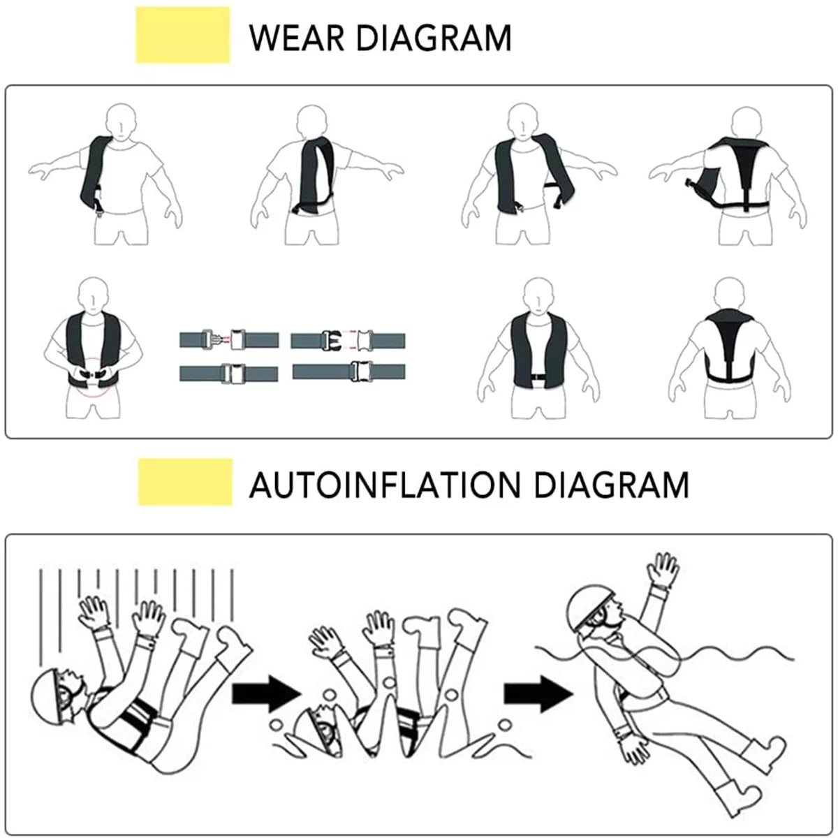 2Pack Automatic Inflatable Life Jacket with Whistle Adult Lifejacket X24660
