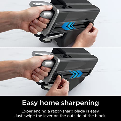 14-Piece German Stainless Steel Knife System with Built-in Sharpener, Stainless Steel/Black J34175