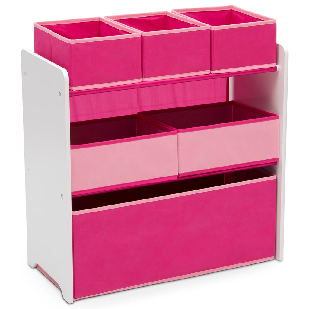 White/Pink 6 Bin Toy Organizer O407013
