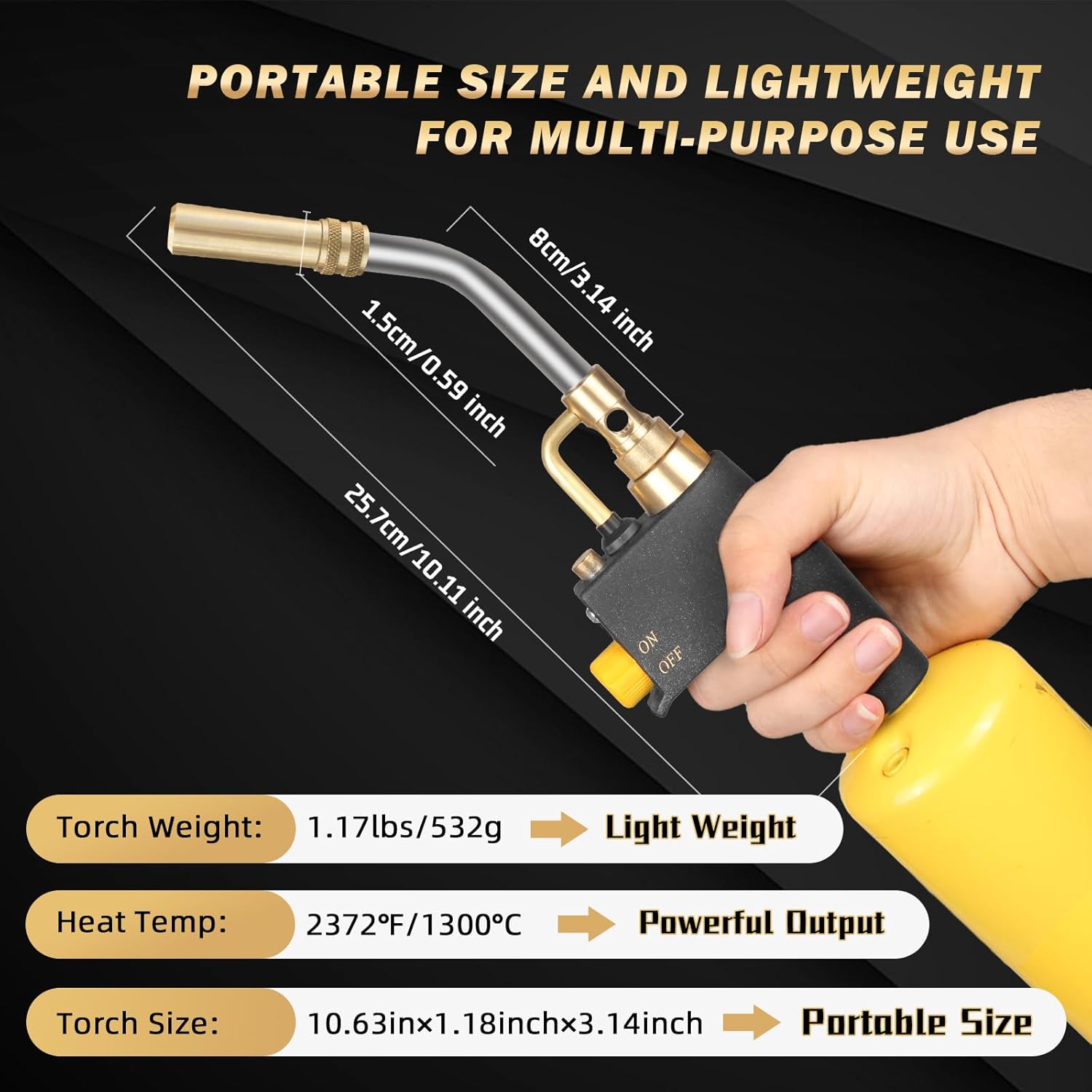 Propane Torch Head with Igniter for MAP, MAPP and Propane F430