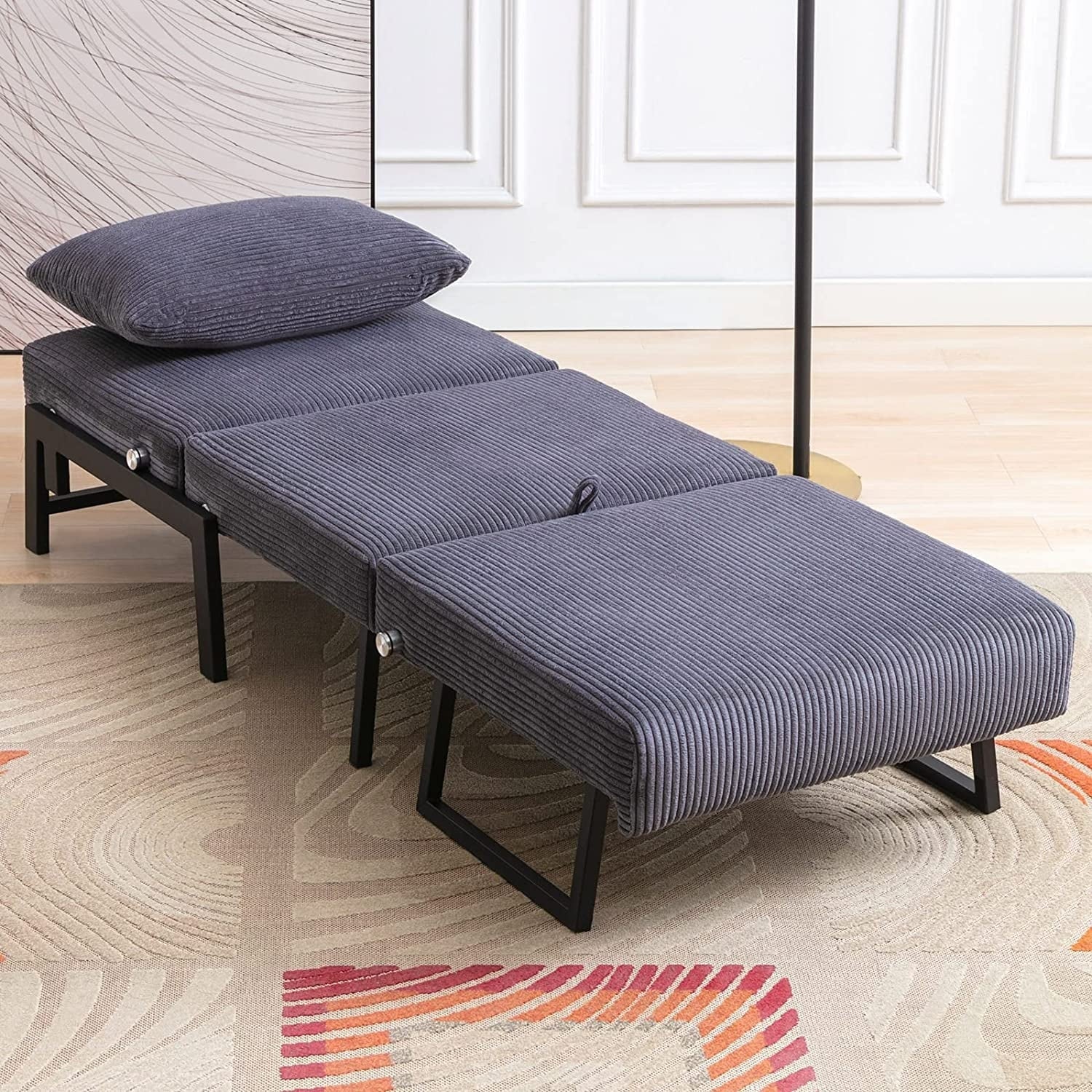 Foldable Sleeper Sofa Bed Dark Grey G77045