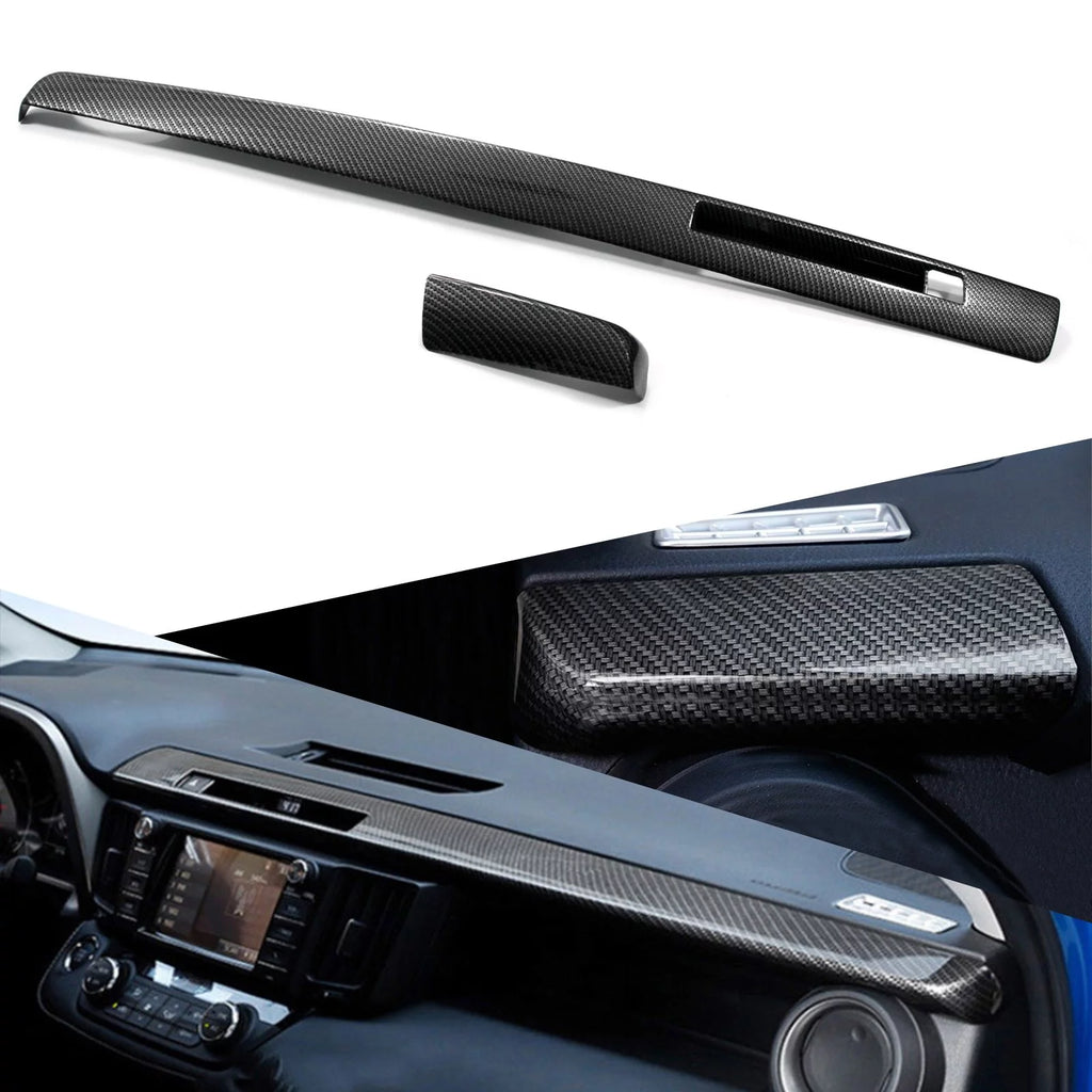 2pcs ABS Carbon Fiber Dashboard Console Panel Cover Trim K139