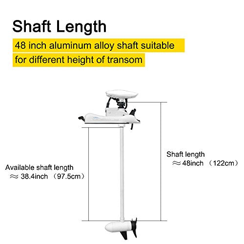 White 55LBS 48" Shaft Bow Mount Electric Trolling Motor with 2.4G Remote Control H422