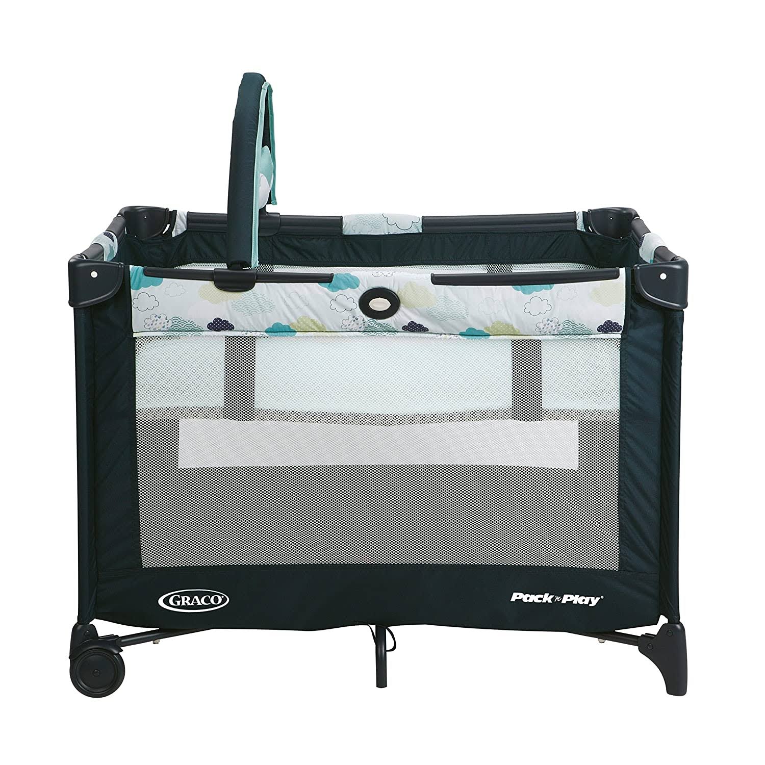 Full-Size Infant Bassinet Playard with Push Button Compact Fold U6704