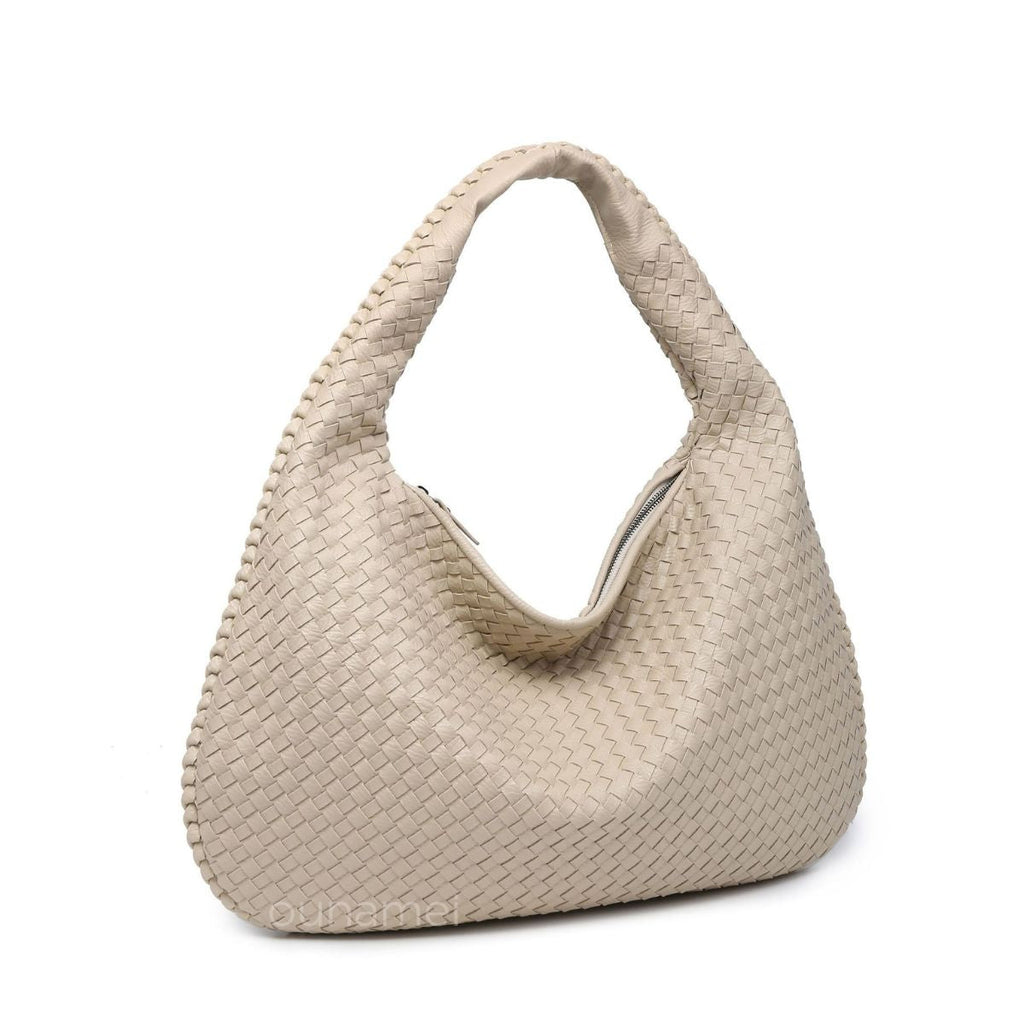 Ounamei Vintage Woven Vegan Leather Hobo Bag Large Shoulder Handbag for Women