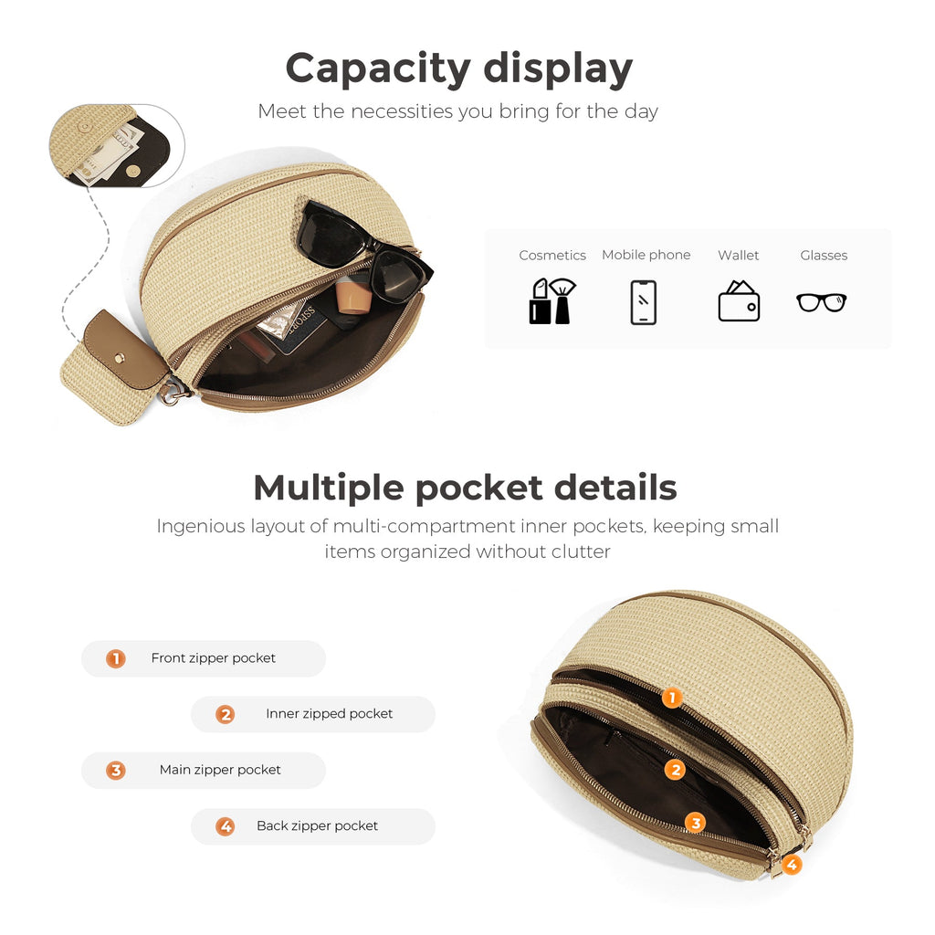 Ounamei Solid Color Crossbody Bum Bag for Women Vegan Leather Large Capacity Belt Bag for Moms & Everyday Travel