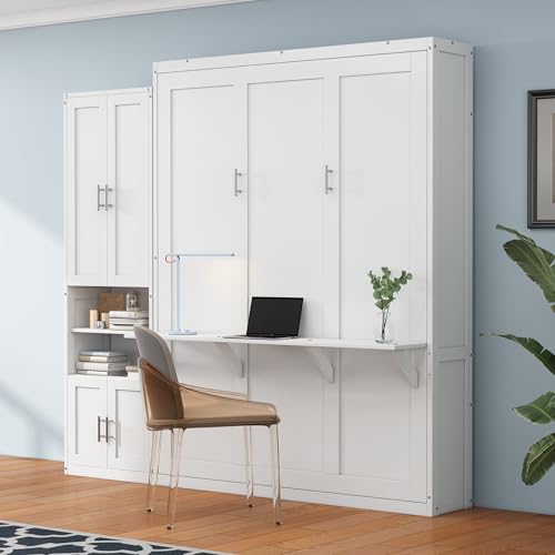 Queen Murphy Bed with Storage Cabinet H60078