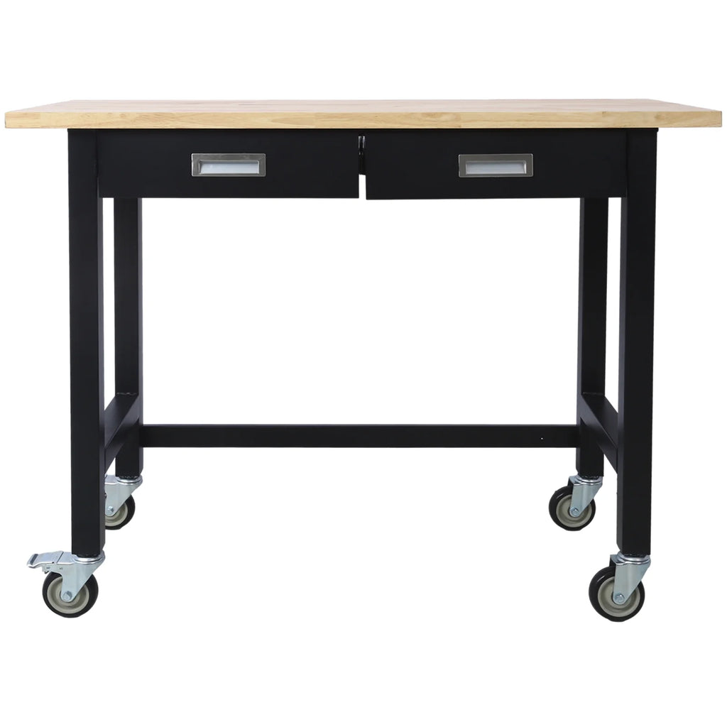 48in Adjustable Bamboo Wood Work Bench with Drawer Storage J281578