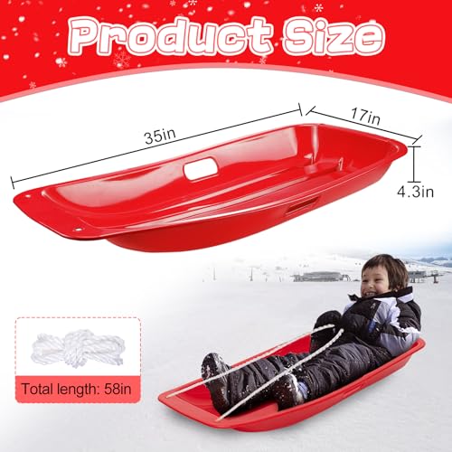 Flexible Plastic Snow Sled with Pull Rope for 1-2 Rider T53686
