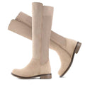 Knee High Boots Flat Low Heel Stretchy Round Toe with Side Zipper G702